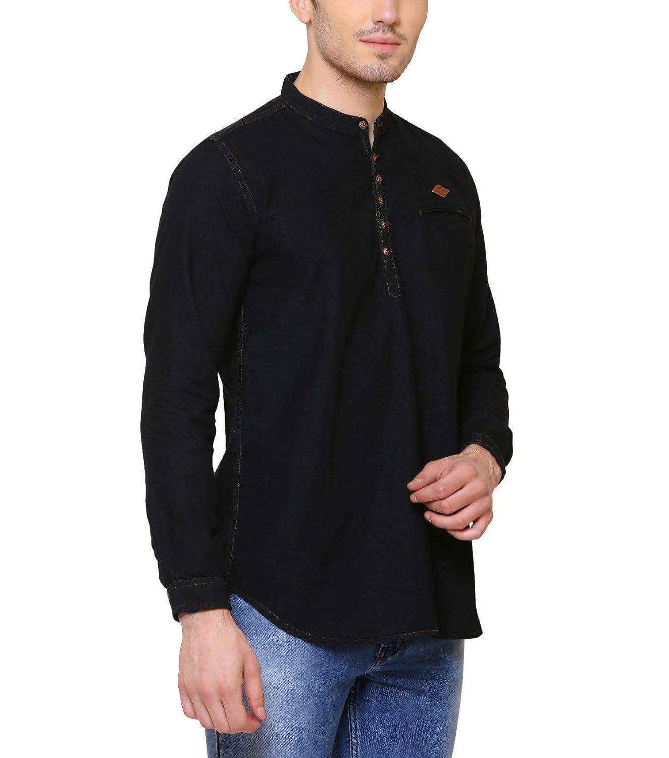 kuons avenue men's denim kurta