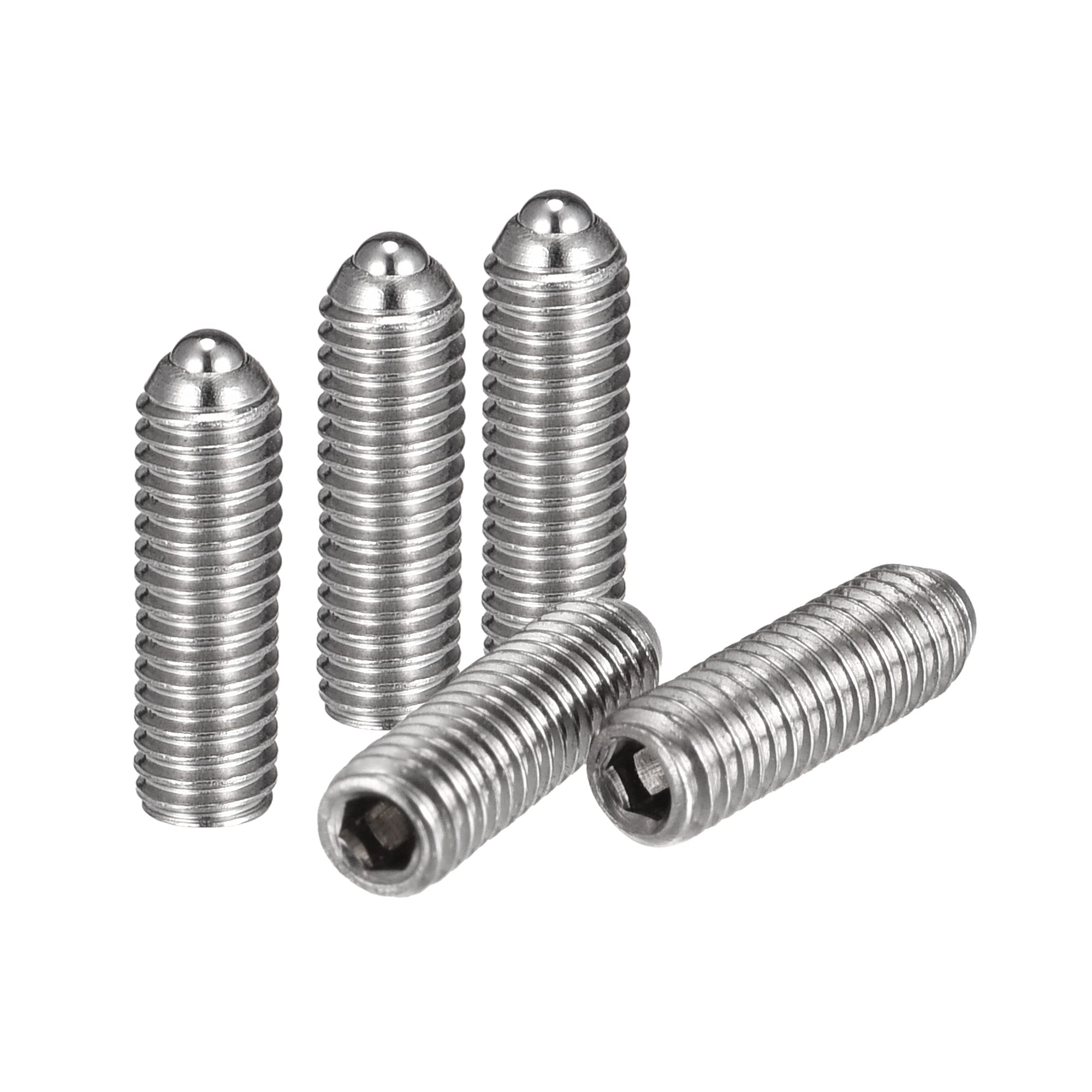 sourcing map Ball Point Set Screws, M3 x 10mm 304 Stainless Steel Metric Spring Hex Socket Screw 20pcs