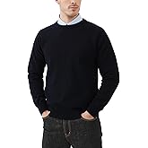 Kallspin Men's Crew Neck Sweater Pullover Regular Fit Pure Cotton Long Sleeve Lightweight Knit Casual Everyday Layering