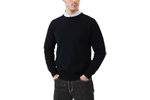 KALLSPIN Men’s Crewneck Sweater Pullover 100% Cotton Long Sleeve Casual Lightweight Fashion Knitwear