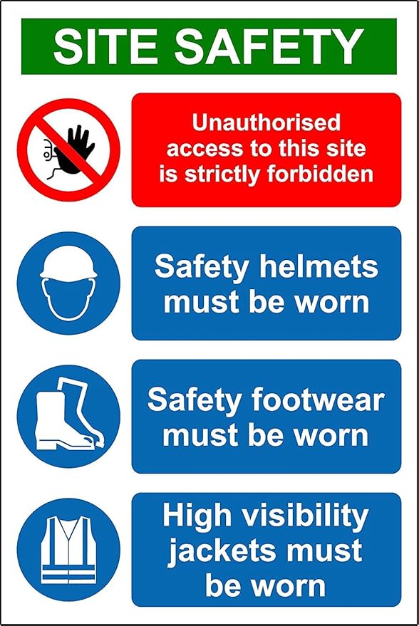 Construction/Building Site Safety Sign A4 SIZE WATERPROOF PVC Amazon