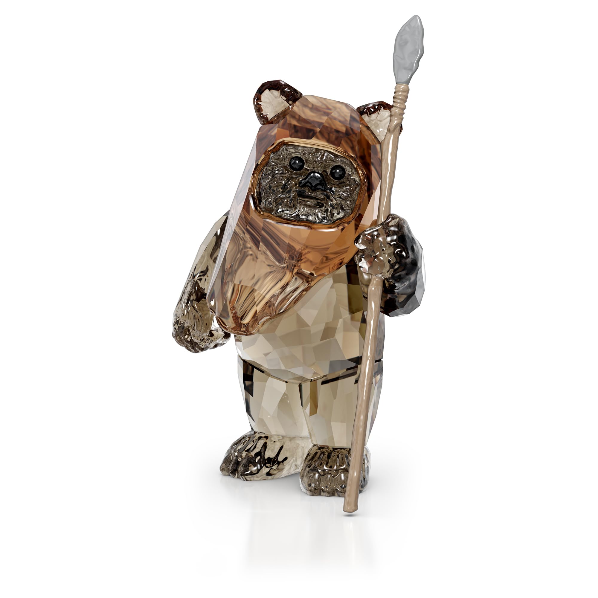 Swarovski Star Wars Ewok Wicket Figurine, Black, Brown and Beige Crystal Facets and Grey Lacquered Metal, from the Star Wars Collection