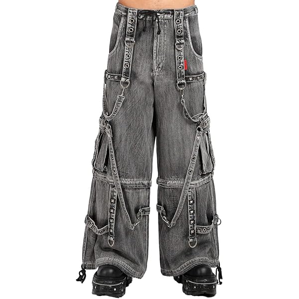 Amazon.com: Tripp NYC Crypt Pants [Black Denim] Baggy Wide Leg