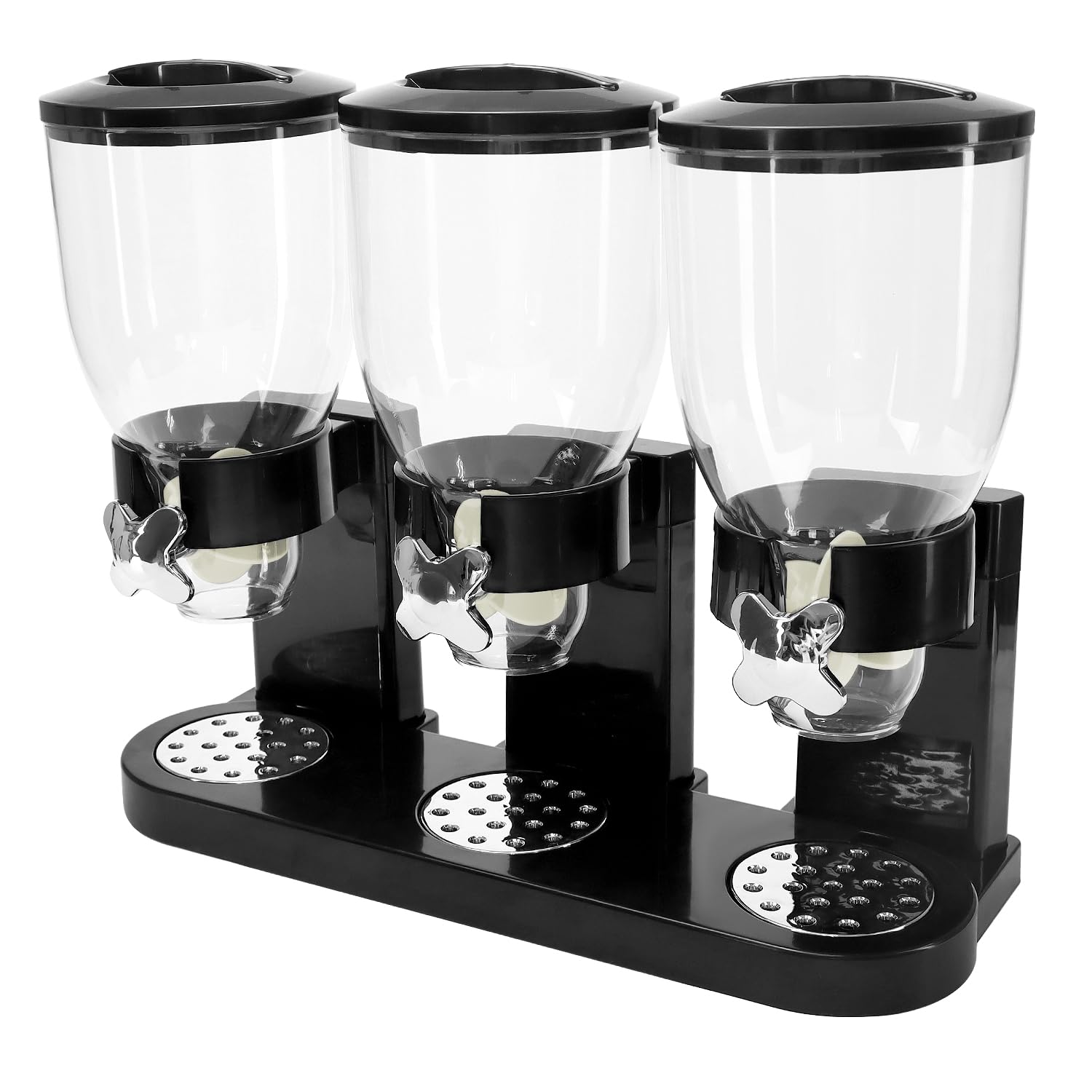 Photo 1 of QWORK Triple Dry Food Dispenser - 2L Capacity Each, Easy Twist Mechanism, for Dry Food like Cereal, Rice, Candy, Nuts, Pet Food