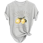 Verdusa Women's Lemon Print Summer Goth Short Sleeve Crop Top Crew Neck Graphic Tee