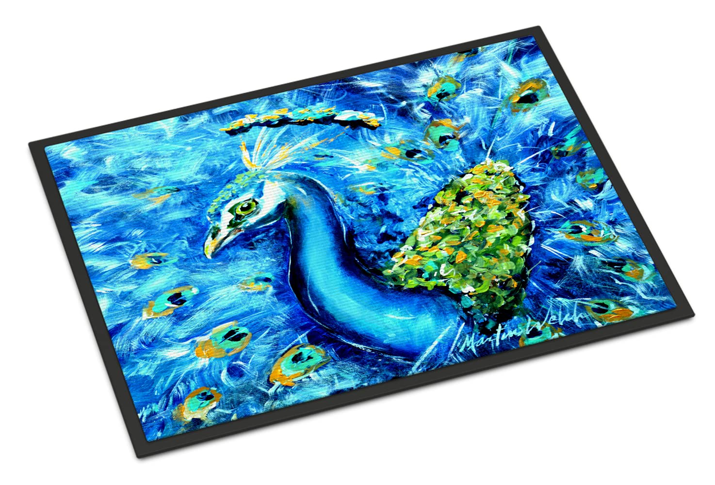 Caroline's Treasures Peacock Straight Up in Blue Indoor or Outdoor Mat, 24 inches x 36 inches, Multicolor