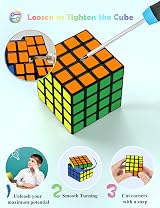 ROXENDA Speed Cube Set 2x2 3x3 4x4 Pyramid Stickerless 4 Pack view 4
