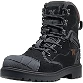 K by Kexin Mens Steel Toe Work Boots 8 Inch - Water Resistant Genuine Leather Safety Boot, Puncture Proof, Professional TPU, EH, Slip and Oil Resistant, Lightweight Military Tactical and Combat Boots