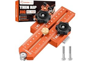 Sakerplus Thin Rip Jig Table Saw Jig Guide, Thin Rip Jig for Repetitive Narrow Thin Strip Cutting, Fits for 3/8" x 3/4" T Slot, Woodworking Tool Fast Thin Ripping Guide for Table Saw Band Saw Router