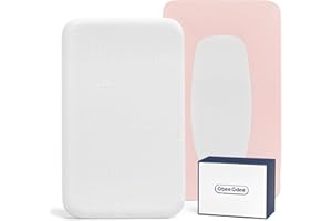 OBEE ODEE 33x20x1.5 Breathable Crib Mattress Protector, Gel Memory Foam Toddler Mattress, Portable Crib Mattress Cover with Sheet for Mini Cribs & Baby Bassinet (Pink)
