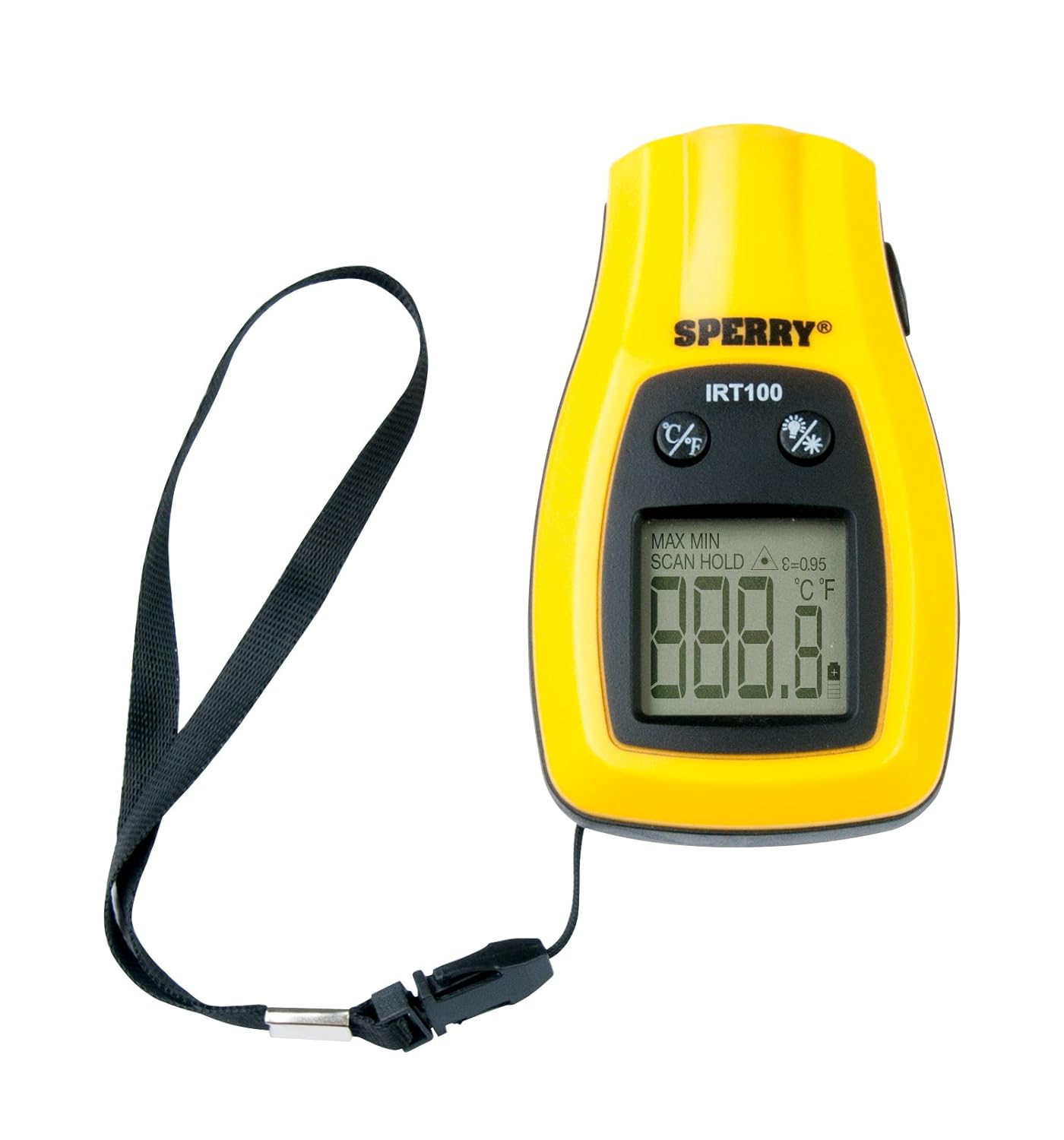 Sperry Instruments IRT100 Temperature Check Infared Thermometer, Pocket Style, Instant Reading, 6:1 Distance to Spot Ratio, Black & Yellow