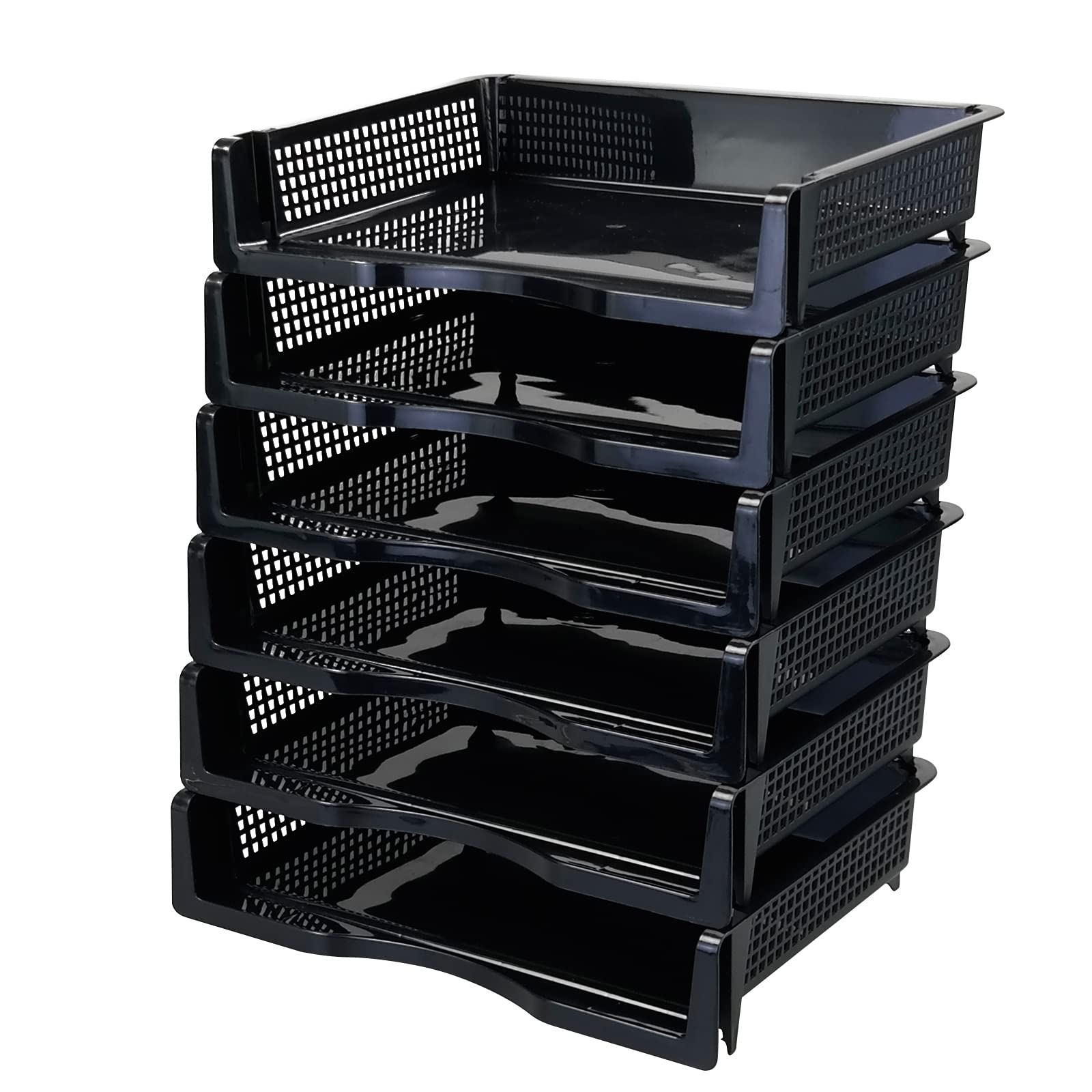 Minekkyes 6 Tier Office Paper Letter Tray, File Holder Document Storage Organiser, Black