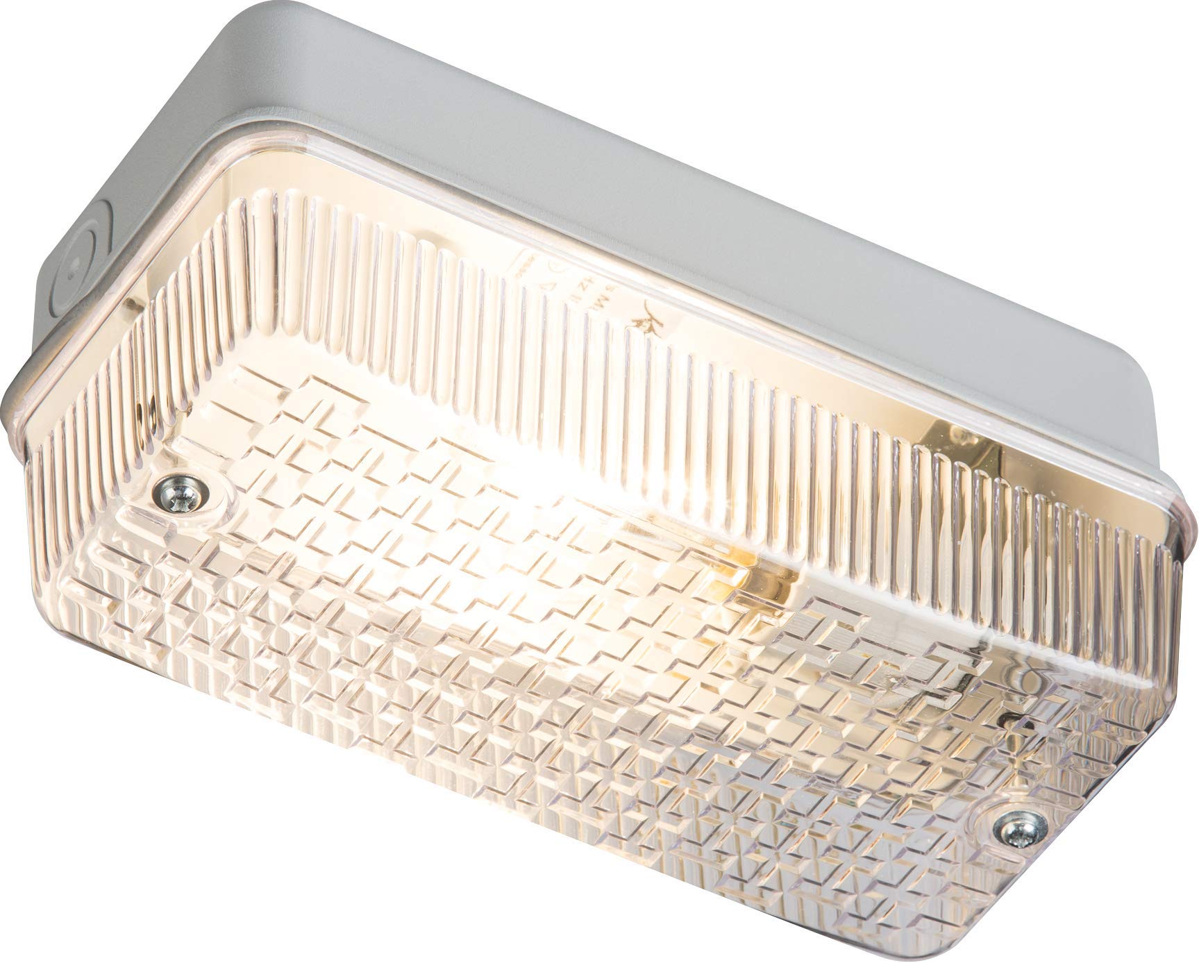 Knightsbridge IP65 Bulkhead Lamp Holder with Prismatic Diffuser and Aluminium Base, B22, 100 W, White