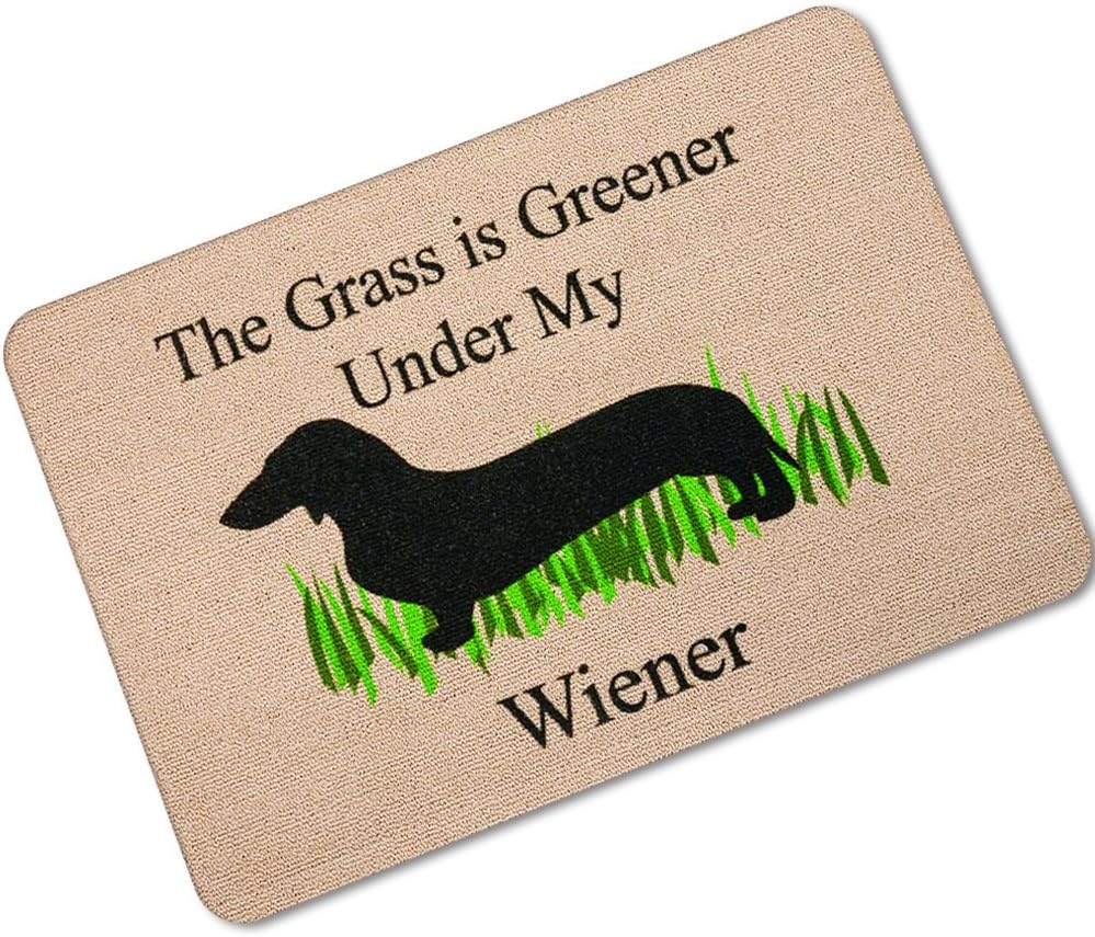 Koothings The Grass is Greener Under My Weiner Funny Dachshund Doormat