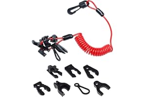 Universal Safety Lanyard Stop Kill Switch Cord with 7 Keys,Outboard Marine Engine Cutoff Switch Cord Tether for Mercury,Yamah