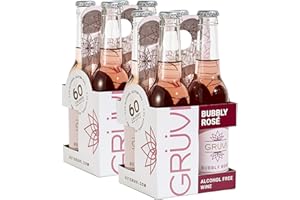 Gruvi Non-Alcoholic Bubbly Rose, 8 Bottles, 60 calories per serving, 0% ABV, Non Alcoholic Sparkling Wine, Zero Alcohol Wine