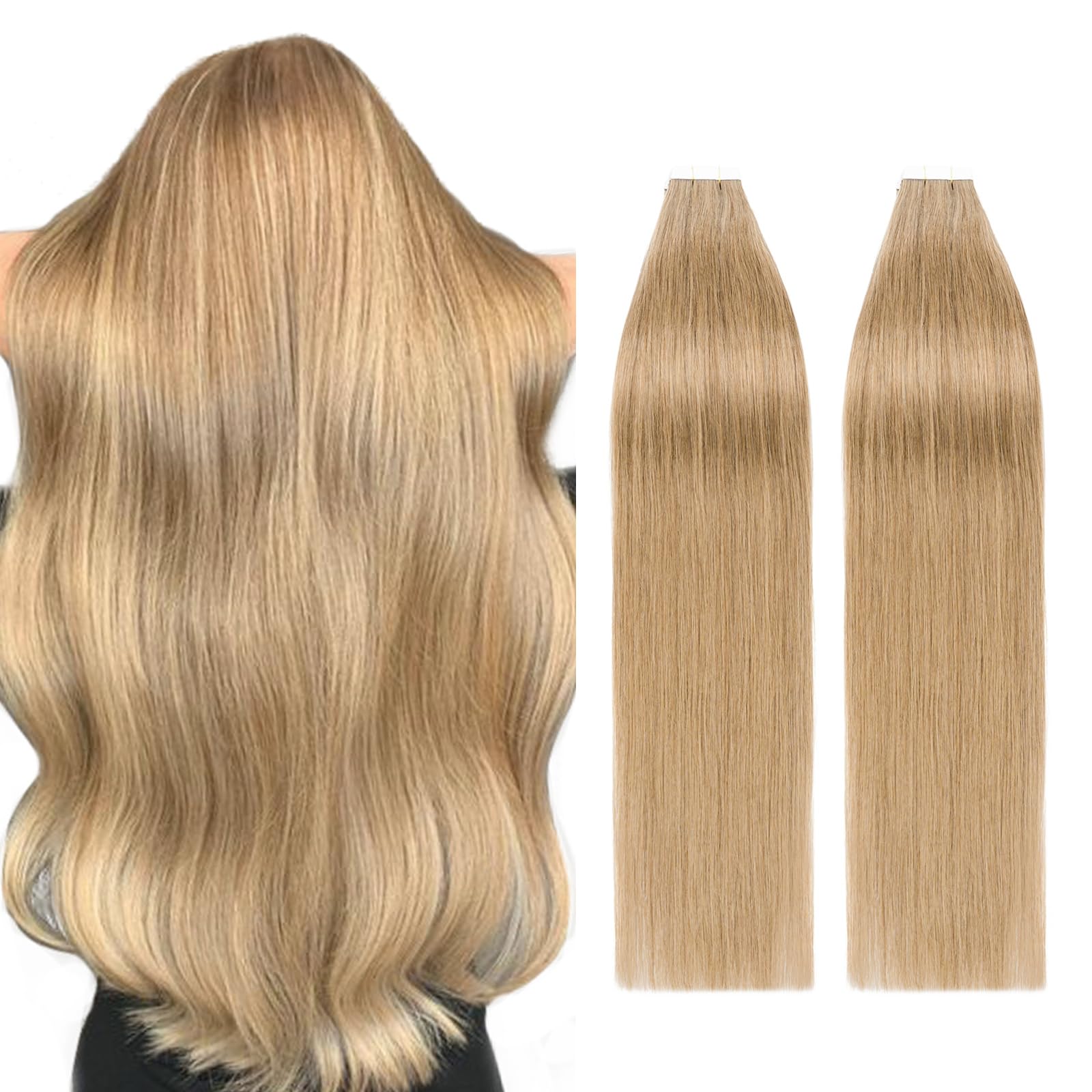 #27 Dark Blonde Tape in Human Hair Extensions 40 pcs 100g 22inch Real Remy Hair Extension Skin Weft Invisible
