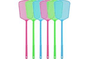 QIOJIRMU Multi-Pack Plastic Fly Swatters,Manual Colorful Flyswatters,6 Pack Heavy Duty Fly Killer,Work for Indoor,Garden,Office