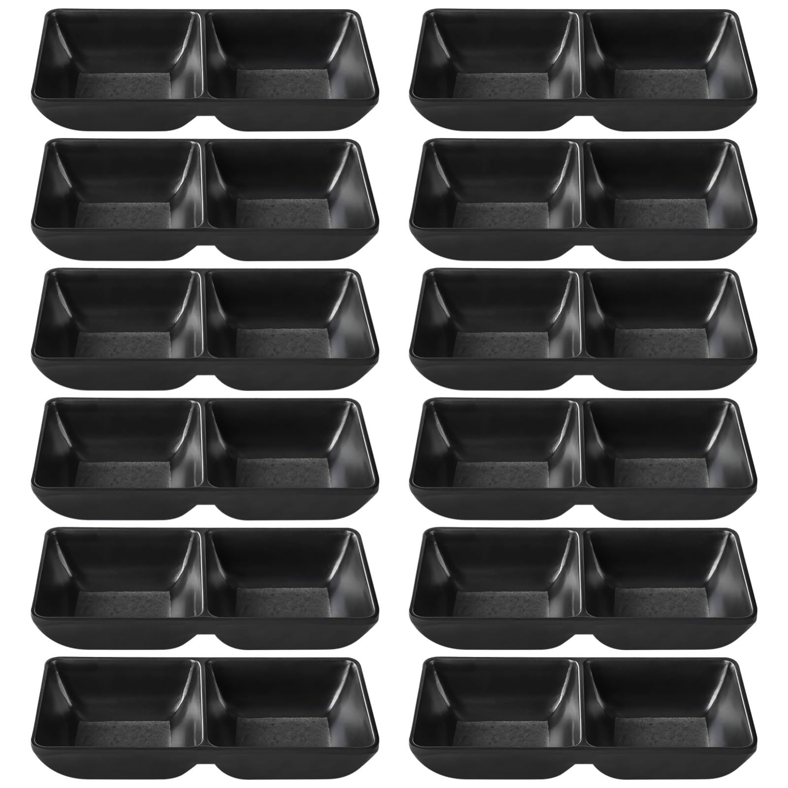Photo 1 of 12 Pcs Dual Dipping Sauce Bowls, Small Melamine Bowls Set, 6" Two-Section Starry Serving Bowls, Black Dip Bowls for Parties, Easy to Clean, Ideal for Festive Dining