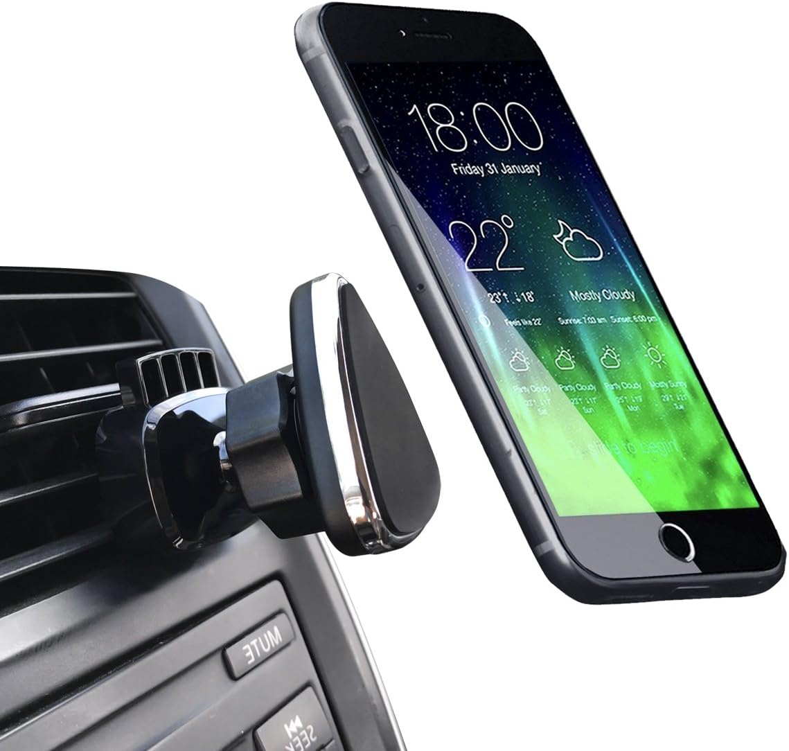 CRage Universal Magnetic Cell Phone Air Vent Mount Holder for Car, Bigger Strong Magnet Easy Clamp Design 360 Rotation, Fits Apple Android Smartphone (Black)