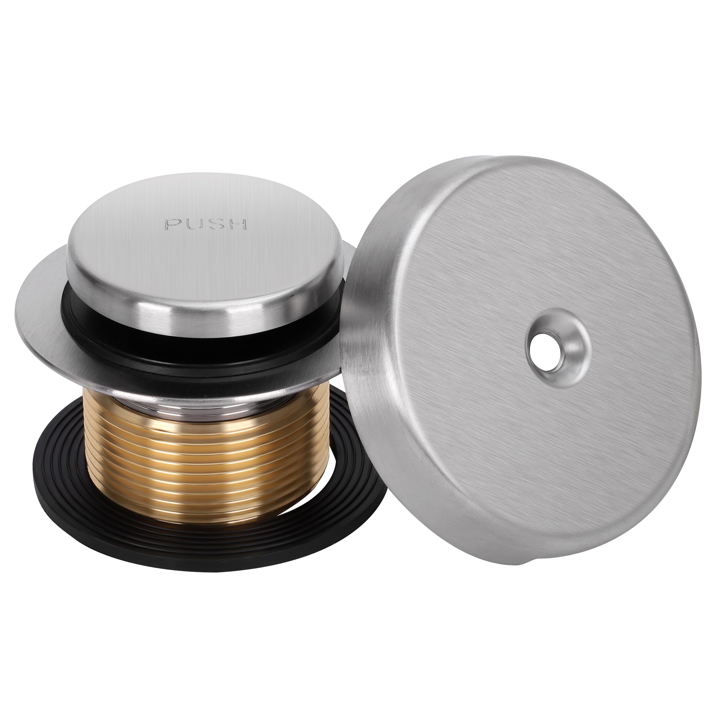 Photo 1 of PRIMSOPH Tip-Toe Tub Drain Trim Kit with One Hole Overflow Faceplate Conversion Kit Assembly Universal Fine Coarse Thread Replacement Brushed Nickel