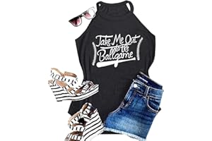 FAYALEQ Women Spaghetti Halter Take Me Out to The Ballgame Tank Tops Casual Baseball Racerback Vest T Shirt
