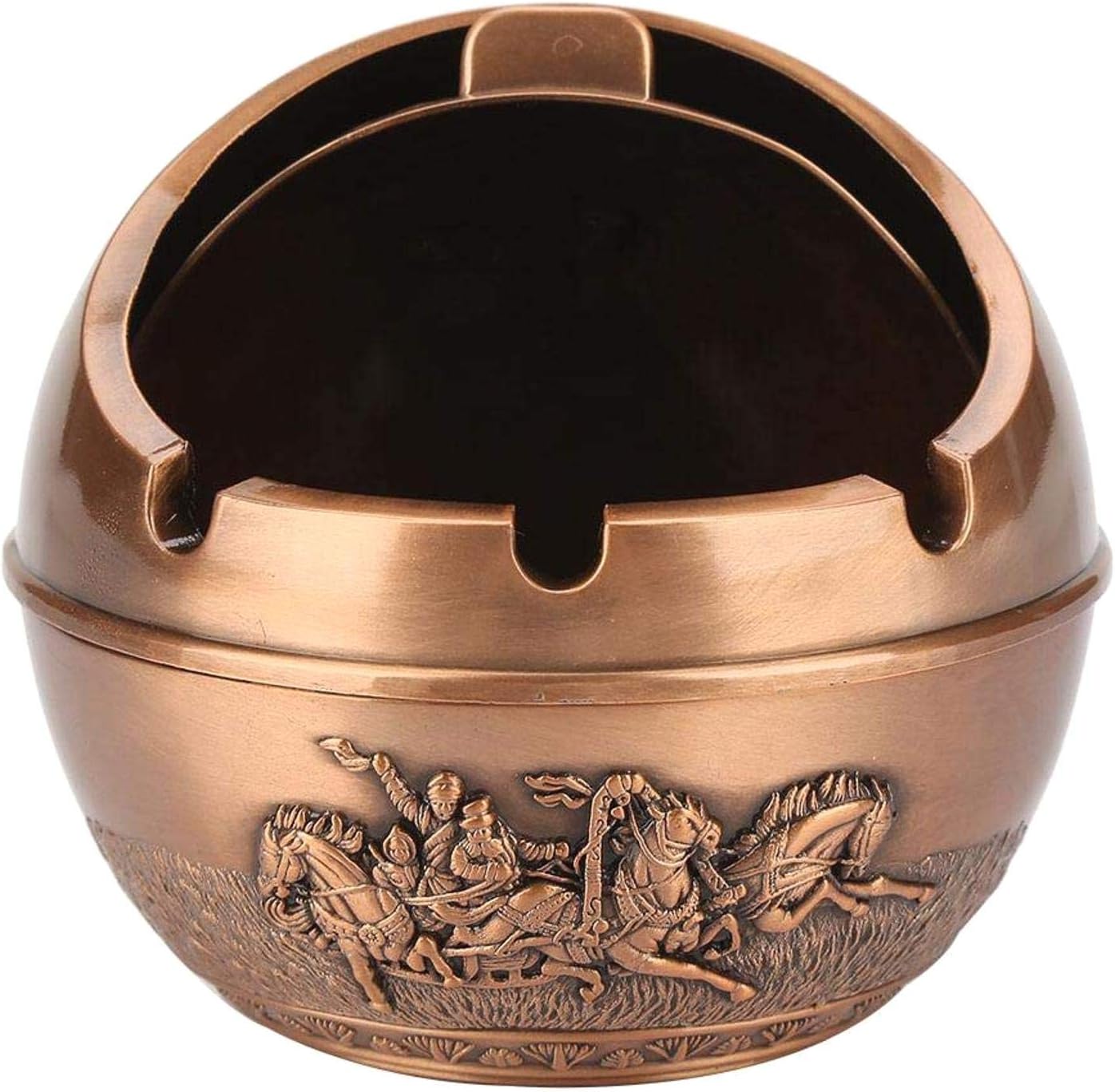 SALAKA Cendrier Rond r/&eacute;tro estampage mod/&egrave;le cendrier cendrier Voiture Balle en Alliage de Zinc avec Couvercle cendrier