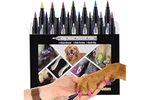 OLINGYOU 15 Colors Dog Nail Polish Pens Quick Dry, Pet Nail Polish Set for Dogs DIY Dogs Puppy Nails, Dog Safe Nail Polish No