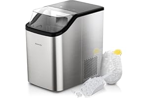 57LB/D AEOCKY Nugget Ice Maker with 4.8LB Ice Bin & 136OZ Tank, Large Sonic Ice Machine Countertop with Water Hose, Compatible with Smart Plug, Self Cleaning, for Big Family, Party, Camping, RV