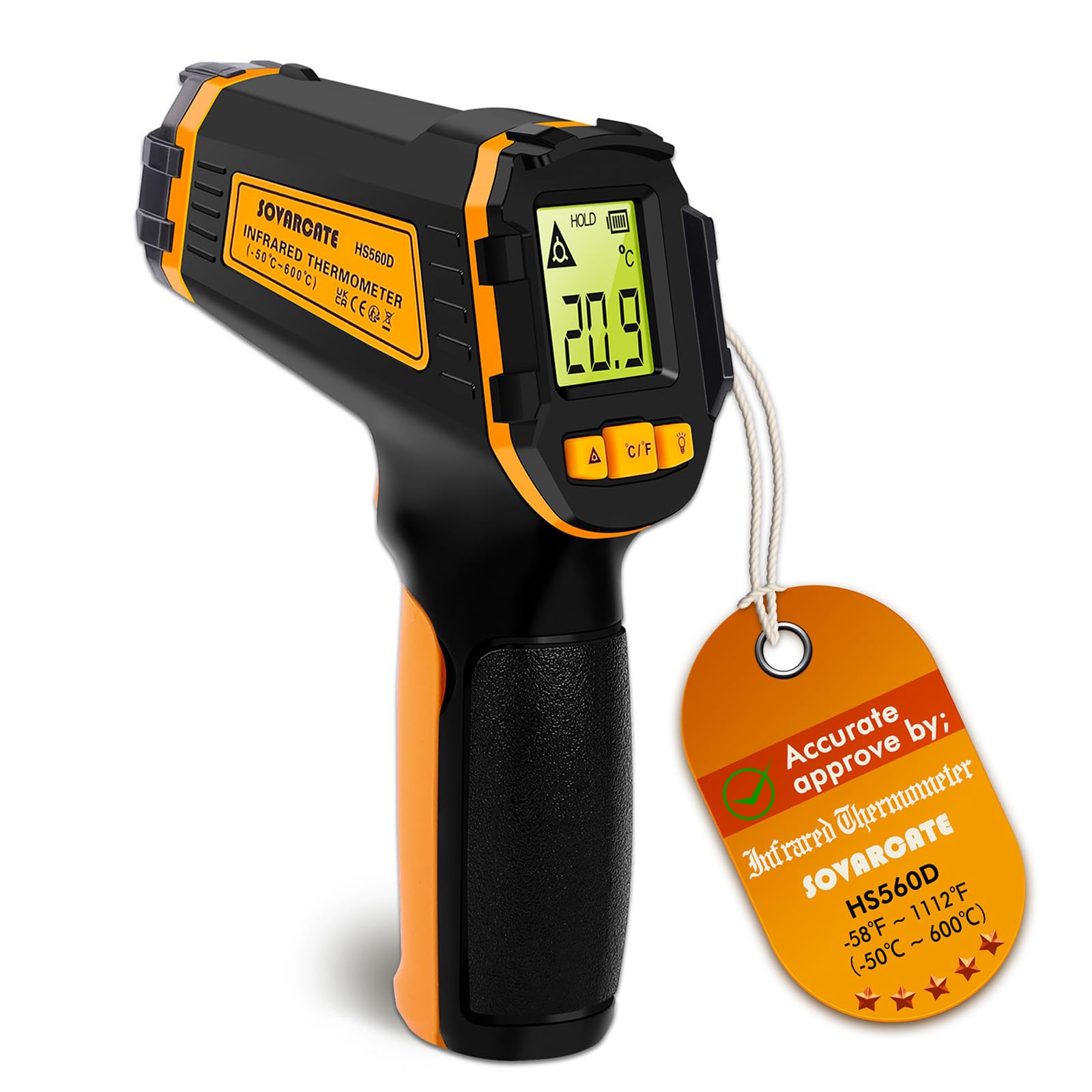 Infrared Thermometer Gun: Laser Temperature Gun for Cooking, Grilling, HVAC & More (-58°F to 1112°F)