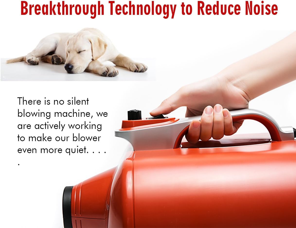 shernbao High Velocity Professional Dog Pet Grooming Hair Drying Force Dryer Blower 6.0HP (DHD-3000F), Orange - Image 3