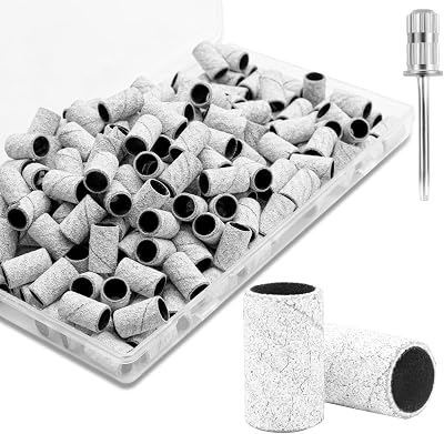 BLESWIN 180 Grit Nail Sanding Bands 100 Pcs 3/32" Mandrel Bit Set