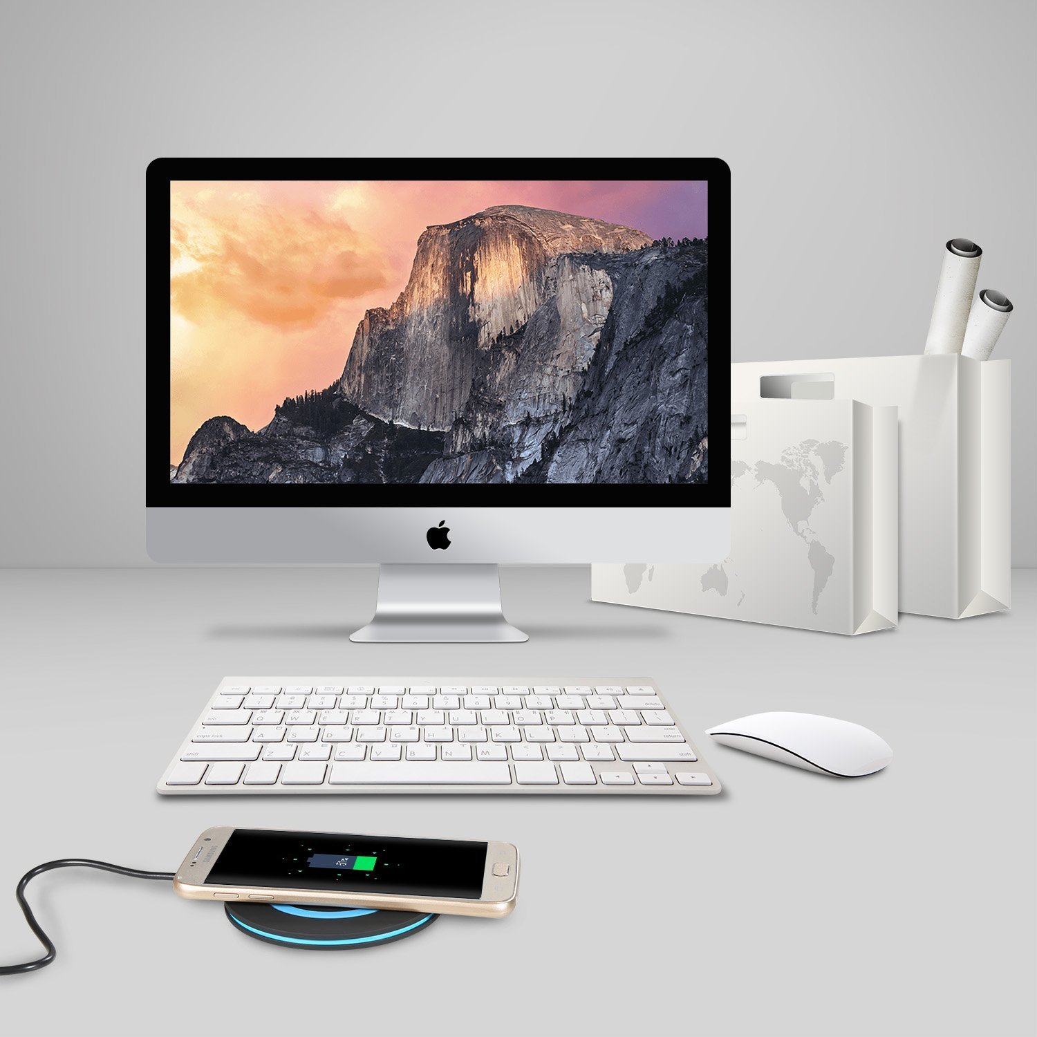 V-CEN WS1 Portable and Thin Wireless Charger Stand for Android, Windows and QI-enabled Devices