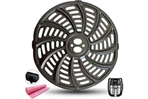 HQT Air Fryer Grill Crisper Plate Pan for Gourmia 6QT GAF698 GAF686 Air Fryer Oven, Upgraded Air Fryer Crisper Tray Grate Grid with Rubber Feet for Gourmia 6QT Air Fryers, Nonstick, Dishwasher Safe