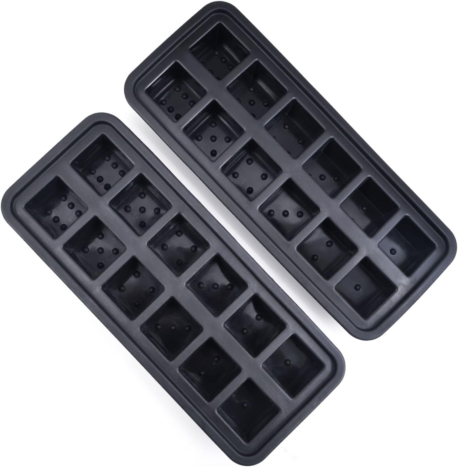 24 Cube Silicone Ice Cube Trays (2 Pack of 12 Ice Cubes Trays) Odor Free & No Aftertaste - Easy Release Soft Silicone Ice Molds - Perfect for Large or Small Ice Cubes