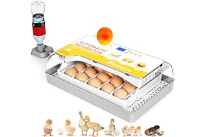 Sailnovo Egg Incubator, 20-60 Eggs Fully Automatic Poultry Hatcher Machine with Humidity Display, Candler, Temperature Control & Turner, for Hatching Chickens Quail Duck Goose Turkey Bright Yellow