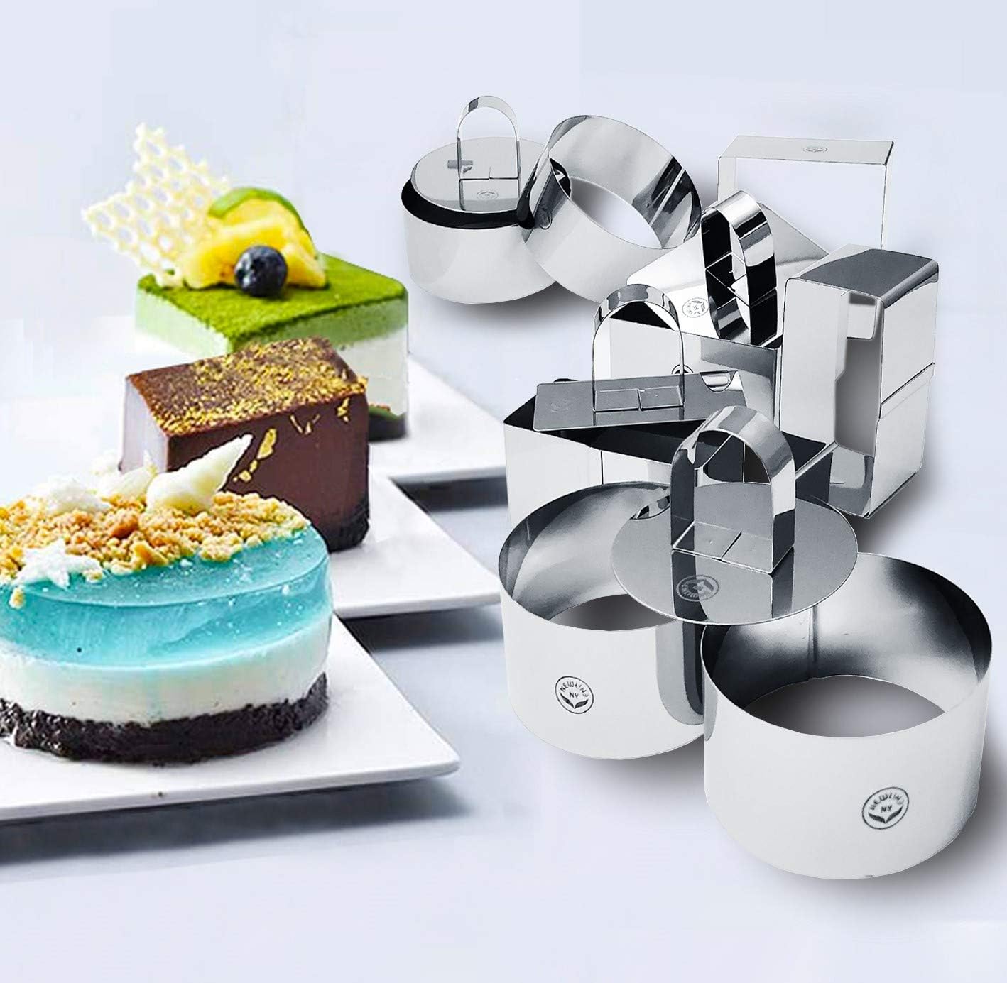 NewlineNY Stainless Steel Dessert Rings (12 Pcs) Molding, Layering, Appetizers Molds, Cake Cutter, 12 Pcs Set Dessert Rings - Image 3