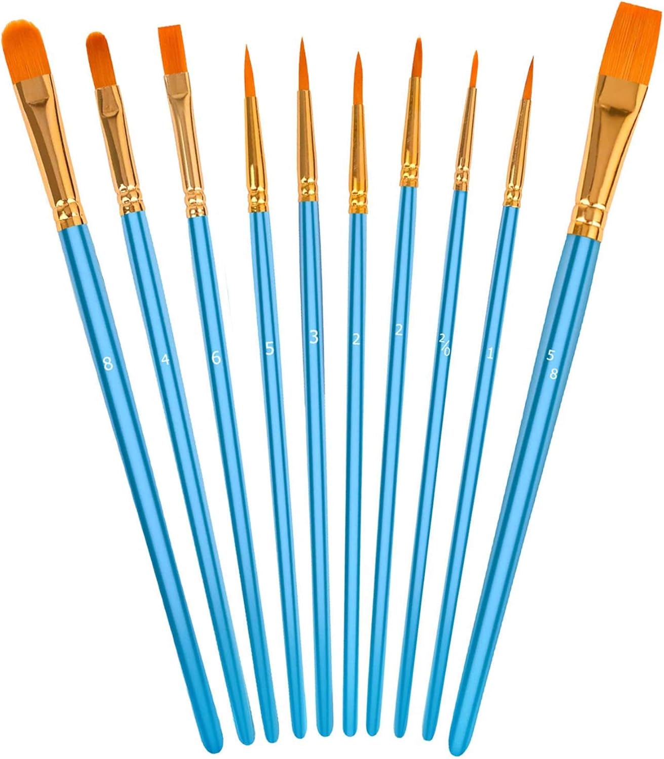 Soucolor Acrylic Paint Brushes Set, 10Pcs Round Pointed Tip Artist Paintbrushes for Acrylic Painting Oil Watercolor Canvas Boards Body Face Rock Easter Eggs, Adult Kids Drawing Arts