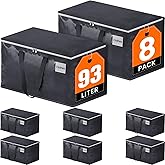 Fabspace Moving Boxes Heavy Duty Moving Bags with Strong Zippers and Handles Collapsible Moving Supplies, Storage Totes for Packing & Moving Storing 93L,8-Pack