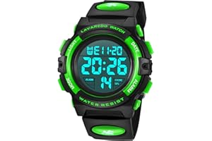 A ALPS Kids Watch,Boys Watch for 3-15 Year Old Boys,Digital Sport Outdoor Multifunctional Chronograph LED 50 M Waterproof Alarm Calendar Analog Watch for Children with Silicone Band,Kids Gift