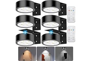 SIXDEFLY Picture Lights for Wall, 3 Lighting Modes Magnetic Art Display Light,Battery Operated Led Painting Light with Remote Control Dimmable & Timer,6Pack Black