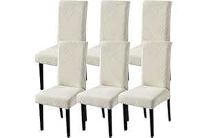 Fuloon 6 Pack Super Fit Stretch Removable Washable Short Dining Chair Protector Cover Seat Slipcover for Hotel, Dining Room, Ceremony, Banquet Wedding Party