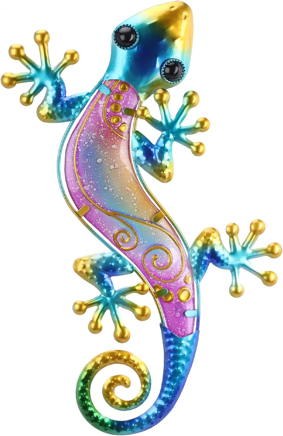 Plaques & Wall Art - MUMTOP 14.2 Inch Metal Gecko Wall Decor Lizard Hanging Art for Indoor Outdoor Garden Patio Fence, Blue