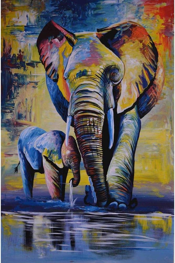 DIY 5D Diamond Painting, Crystal Rhinestone Diamond Embroidery Paintings Pictures Arts Craft for Home Decoration Elephant Mom And Kid 11.8x11.8 Inch