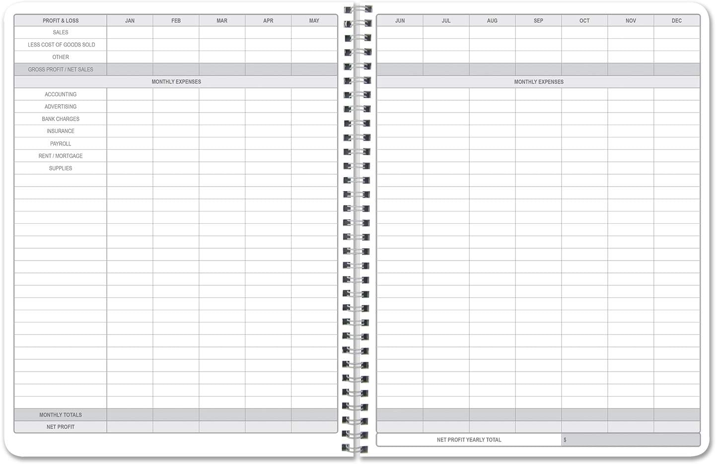 BookFactory Income & Expense Journal/Accounting Ledger Book/Bookkeeping Income and Expenses Tracking Ledger Log Book/LogBook 108 Pages - 8.5" x 11" Wire-O (LOG-108-7CW-PP-(IncomeExpense)-BX) : Office Products