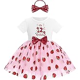 IDOPIP Strawberry 1st 2nd 3rd Birthday Outfit for Baby Girls Sequin Berry Princess Cake Smash Party Tutu Dress with Headband