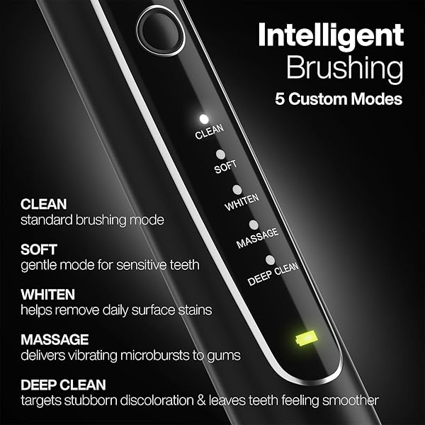 AQUASONIC BLACK SERIES PRO UV – ULTRA-WHITENING ELECTRIC TOOTHBRUSH – 5 MODES & SMART TIMERS – UV SANITIZING BASE, PREMIUM TRAVEL CASE & 6 PROFLEX BRUSH HEADS – ADA ACCEPTED