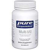 Pure Encapsulations Multi T/D - Multivitamin & Mineral Supplement - for Daily Wellness, Cardiovascular & Immune Health* - Rich in Vitamins & Minerals - Gluten Free & Vegetarian - 60 Capsules