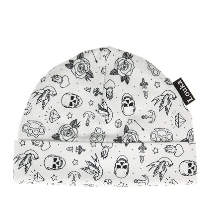 Louka Babymütze (mit Namen) Hard Rock - Mutzchen, Hute mit bestickte BABY NAMEN für Neugeborene Baby - Unisex Jungen Mädchen 