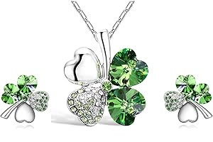 Mall of Style Four Leaf Clover Necklace - St.Patricks Day Earrings - Shamrock Earrings - Irish Jewelry - Bracelet